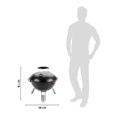 LANDMANN Piccolino King kompakter, pulverbeschichteter Grill mit Lüftungsscheibe, gummierten Deckelklammern und Edelstahl-Grillzange.