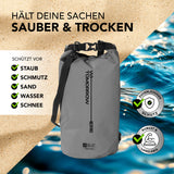 Where Tomorrow Dry Bag 10L - Style 02 - Grau, wasserdicht mit robustem Rolltop-Verschluss zum Schutz vor Staub, Sand, Wasser und Schnee.