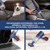 CLEANmaxx Akku-Handstaubsauger Set 6-tlg. - 7,4V - blau, kabellos, leicht, ideal für Sofa, Auto, Tastatur, Tierhaare und Krümel.