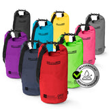 Where Tomorrow Dry Bag 20L - Style 01 - Rot, wasserdichter robuster Outdoor-Rucksack mit verstellbarem Schultergurt und Rolltop-Verschluss.