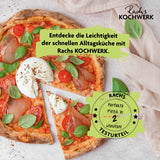 Rachs KOCHWERK Gas-Pizzaofen für Pizzen bis zu Ø 34 cm mit Cordierit-Pizzastein und schneller Backzeit bis 450°C.