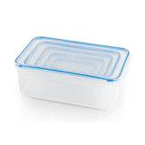 GOURMETmaxx Frischhaltedosen Klick-it 10-tlg. transparent/blau, stapelbar, mikrowellen- und gefrierschrankgeeignet, spülmaschinenfest.