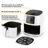 Kochwerk Heißluft-Fritteuse 5l Weiß mit Timer, Temperaturregler bis 200 °C, Heißluft-Zirkulation und extragroßem Frittierkorb.