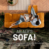 LUMALAND Modulares Eckteil links aus der Cord-Reihe, 81x81x70 cm mit softem, waschbarem Bezug in Senfgelb, modern und gemütlich.