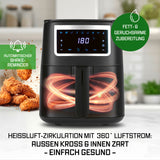 GOURMETmaxx Heißluftfritteuse 4 l mit Touch, Timer, 8 Programmen und Shake-Reminder für fettarmes und geruchsarmes Frittieren.