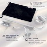 MY BEAUTY LIGHT® Glamour Edition 5-in-1 LED-Spiegelleuchte mit Saugnäpfen, dimmbar und elegantem Textilkabel für perfektes Make-up