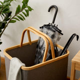 LUMALAND Bambus-Rahmen-Aufbewahrungskorb 2er-Set Beige mit Bambusrahmen und Henkel, faltbar, stabile Aufbewahrung für Haushalt und Alltag.