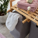 LUMALAND Bambus Wäschekorb mit 2 ausziehbaren Wäschesacken - 73 x 64 x 33 cm - Lila, stilvoll und praktisch im Bad.