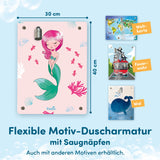 fredis Kinderdusche Meerjungfrau mit Saugnäpfen, 30x40 cm Motiv-Duscharmatur für selbstständiges Duschen von Kindern