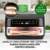 GOURMETmaxx Heißluftfritteuse mit XXL-Garfläche 7 L, 10 Programme, Touchscreen, 360° Luftstrom, fettarme Zubereitung.
