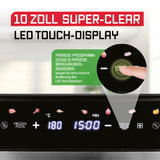 GOURMETmaxx Heißluftfritteuse mit XXL-Garfläche 7 L und 10 Zoll LED-Touchscreen für intuitive Programmwahl.