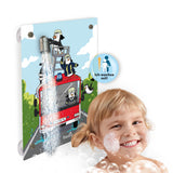 fredis Kinderdusche Feuerwehr mit buntem Motiv, höhenverstellbar, einfache Montage ohne Bohren für spielerisches Duschen von Kindern