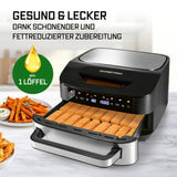 GOURMETmaxx Heißluftfritteuse mit XXL-Garfläche 7 L, Touchscreen, 10 Programme, fettarme Zubereitung mit 1 Löffel Öl maximal.