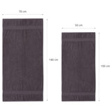 LUMALAND Premium Handtücher 6er-Set, 4 Handtücher 50x100 cm und 2 Badetücher 70x140 cm in Grau aus 100% Baumwolle.