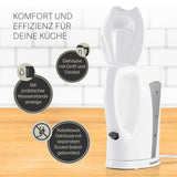 GOURMETmaxx Wasserkocher mit Kalkfilter 1,7l weiß/grau kabellos mit Wasserstandsanzeige und separatem Sockel.