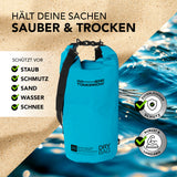 Where Tomorrow Dry Bag 20L - Style 01 - Himmelblau, wasserdichter und robuster Drybag schützt vor Staub, Sand, Wasser und Schnee.