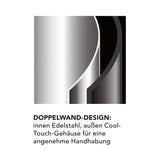 MAXXMEE Wasserkocher mit LED-Temperaturanzeige schwarz, 1,7 l, doppelwandiges Edelstahl-Innengehäuse mit Cool-Touch außen.