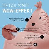 LUMALAND Kindersitzsack Animal Line Chick - Pastell Pink mit abnehmbarem Bezug, verdecktem Reißverschluss und robustem, pflegeleichtem Material