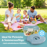 GOURMETmaxx Glas-Lunchbox Klick-it 950 ml grau/grün mit auslaufsicherem Deckel und entnehmbarem Kühlakku ideal für Picknicks.