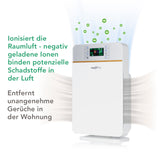 MAXXMEE Digitaler-Luftreiniger mit 6-Stufen-Reinigungsprozess entfernt Schadstoffe und Gerüche, ionisiert Raumluft effektiv, weiß/silber.