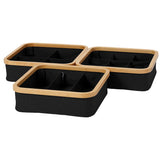 LUMALAND Organizer mit Bambus-Rahmen - 3er-Set mit 3, 4 und 9 Fächern in Anthrazit, Maße 30 x 30 x 9 cm, faltbar und platzsparend.