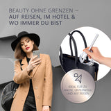 MY BEAUTY LIGHT® Glamour Edition 5-in-1 LED-Spiegelleuchte simuliert Tageslicht, ideal für unterwegs, zu Hause und auf Reisen.