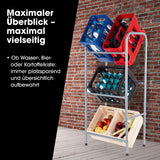 EASYmaxx Metall Getränkekisten-Regal für 3 Kisten, platzsparend, stabile Konstruktion, für breite und schmale Getränkekisten.