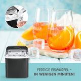 GOURMETmaxx Eiswürfelbereiter - schwarz mit 1,3-L Wassertank und schnellem Eiswürfelbereiter für zwei Größen in 8 Minuten.