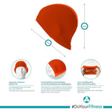 DoYourSwimming Badekappe aus Stoff für Erwachsene & Jugendliche in Orange, leichte Lycraqualität, UV-Schutz, für Schnorchler und Taucher.