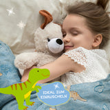 MAXXMEE Verwandlungskissen Glow in the dark – weiches Kuschelkissen und Kuscheldecke mit leuchtendem Dino-Motiv aus Flanell-Fleece.