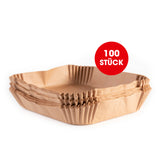 GOURMETmaxx Backpapierschalen für Heißluftfritteusen (5–6 l) – 100 Stück, hitzebeständig und antihaftbeschichtet.