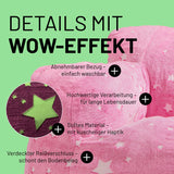 LUMALAND Sessel „Glow in the Dark“ - Kids Size - Sternen-Design - Bezug soft & waschbar - Pink, weich, waschbar, langlebig, verdeckter Reißverschluss