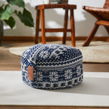 #DoYourYoga Yoga-Kissen Vishnu rund 30x30x15 cm, gefüllt mit Bio-Dinkelspelz, Baumwollbezug, blau-weiß, vielseitig nutzbar.