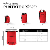 Where Tomorrow Dry Bag 5L - Style 01 - Rot, wasserdichter, robuster Outdoor-Rucksack mit Rolltop und verstellbarem Schultergurt.