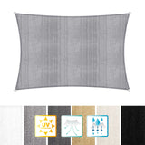 LUMALAND Sonnensegel 100% HDPE mit Stabilisator für UV-Schutz Rechteck 2 x 3 Meter Hellgrau, robustes Material mit Befestigungsringen.