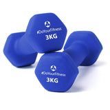 #DoYourSports Hantelset Gusseisen mit Neoprenbeschichtung 2er-Set 3 kg, blau, rutschfest, ideal für Krafttraining und Fitnessübungen.