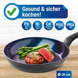 BRATmaxx Aluminium-Pfanne + Pyramidenstruktur Ø 28 cm mit Antihaftbeschichtung, für gesunde und sichere fettarme Zubereitung.