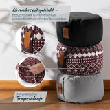 #DoYourYoga Yoga-Kissen Vishnu rund 30x30x15 cm mit Bio-Buchweizenschalen, abnehmbarer Waschbezug und praktischer Trageschlaufe, Style 2 Rot-Weiß.