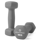 #DoYourSports Hantelset Gusseisen mit Neoprenbeschichtung 2er-Set 9 kg graue Neoprengriffe für Krafttraining