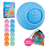 EASYmaxx Silikon-Wasserballon - 12er-Set, wiederverwendbare, farbenfrohe Wasserballons mit Netzbeutel, einfach befüllbar und selbstschließend.
