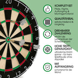 #DoYourDart Sisal-Dartscheibe - komplett mit Pfeilen, Surround, selbstschließenden Sisalfasern und drehbarem Zahlenring für hohe Treffergenauigkeit.