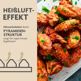 KitchBo Silikon-Backmatte Starter Set 8-tlg. schwarz mit Hitzezirkulation für knusprige Hähnchenflügel durch Pyramiden-Struktur.