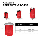 #DoYourOutdoor Dry Bag 10L Rot, wasserdichter, robuster Rucksack mit Rolltop-Verschluss und verstellbarem Schultergurt für Outdoor-Abenteuer.