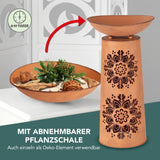 EASYmaxx LED-Dekosäule mit Pflanzschale Rost-Optik Mandala Braun mit abnehmbarer Pflanzschale und LED-Solarlicht.