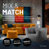 LUMALAND Modularer Sessel aus der Cord-Reihe, 96x72x70cm mit softem, waschbarem Bezug und flexiblem, robustem Design in Grau.