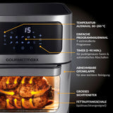 GOURMETmaxx Heißluft-Ofen Digital mit Sichtfenster, 12l, Edelstahl, 9 Programme, Timer, Temperatur 80-200°C, großes Sichtfenster, fettarmes Garen.