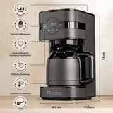 Barista Filterkaffeemaschine Touch Iso mit Isolierkanne, Timerfunktion, LED-Touchdisplay und Edelstahl-Isolierkanne.