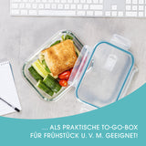GOURMETmaxx Glas-Frischhaltedosen mit Mikrowellenventil Klick-it 6-tlg. Grün, praktisch zum Aufbewahren und Transportieren von Lebensmitteln.