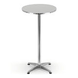 EASYmaxx Stehtisch klappbar + höhenverstellbar, runder Edelstahl-Tisch Ø60 cm, höhenverstellbar auf 70 oder 115 cm, wetterfest und robust.