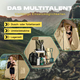 Where Tomorrow - Pop up Duschzelt - 10 Sek. Quick-up-Aufbau, multifunktional als Dusch-, Umkleide- oder Lagerzelt, 220 cm hoch, Braun.